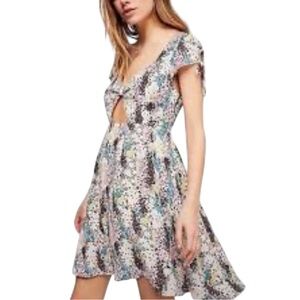 Free People Miss Right Minidress Cutout Front Short Tie Sleeve Size Large